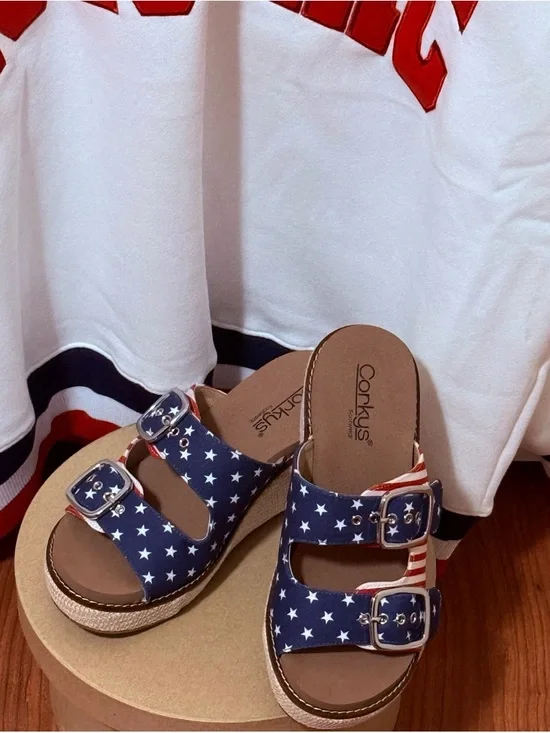 Corkys Womens Yeah Okay Americana Sandals - Picture 8 of 9